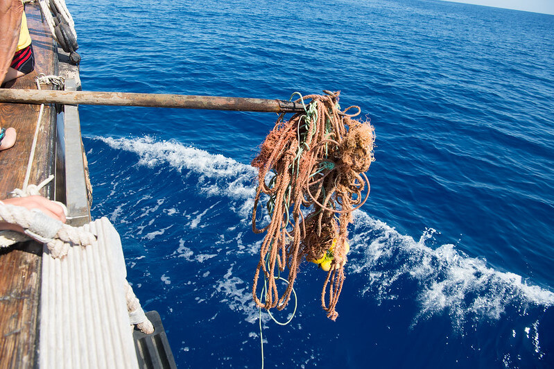 Retrieving a clump of ghost fishing gear